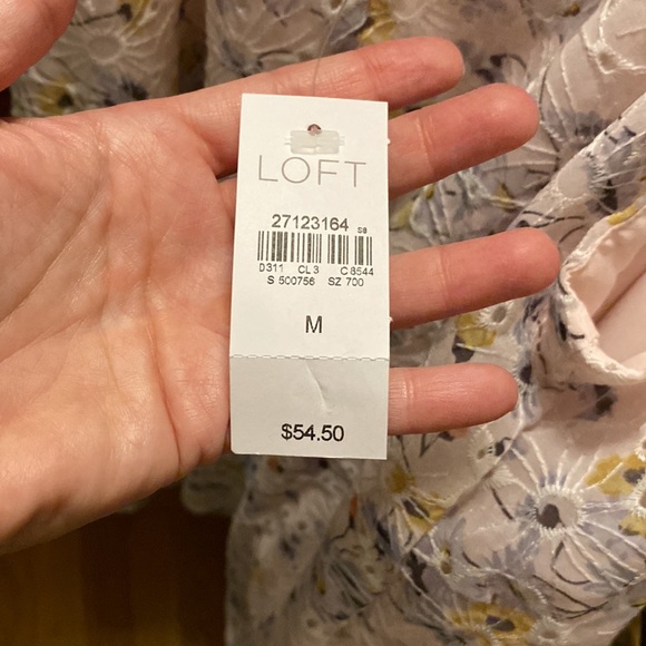 NWT LOFT BLUSH EYELET LINED WITH PALE FLOWERS SUMMER CAMISOL - Picture 5 of 8